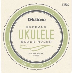 D'Addario EJ53S Ukulele Sopran Hawaiian Black Nylon